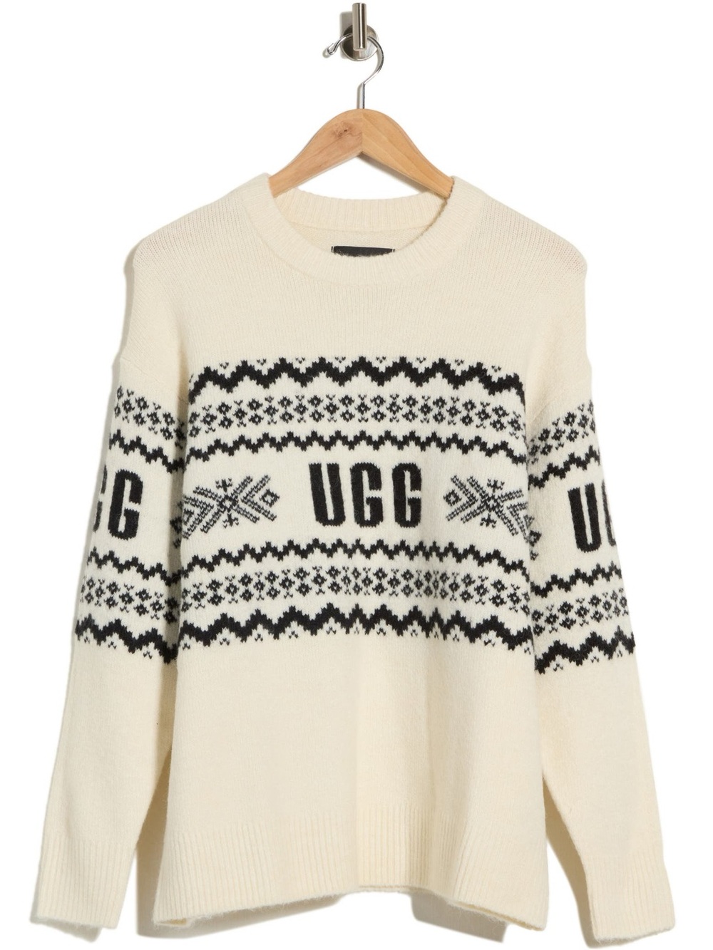 UNISEX UGG Cream Crewneck Sweater with Black Fair Isle Pattern